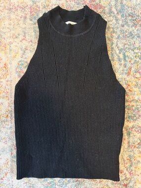 Women’s S Small Solid Black Abercrombie & Fitch Sleeveless Sweater Top EUC
